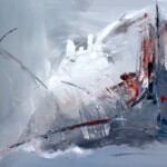 Gemälde "akzent rot" von Hans-Georg Mayer - gemalt in Acryl.