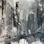 Gemälde von Hans-Georg Mayer: "fluchtpunkt stadt 2" - in Acryl gemalt.