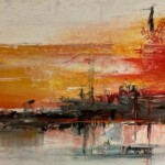 Gemälde: "glühend rot" von Hans-Georg Mayer gemalt mit Mischtechnik.